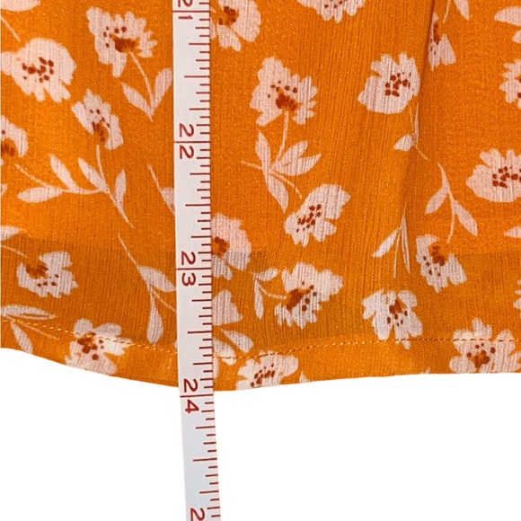 New J.Crew Factory Women's Ruffle Tie-Neck Top  Orange & White Floral - Medium - Picture 10 of 10